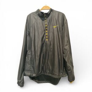 Nike LiveStrong 00s Windbreaker Men's 2XL Black Yellow Quarter Zip Jacket